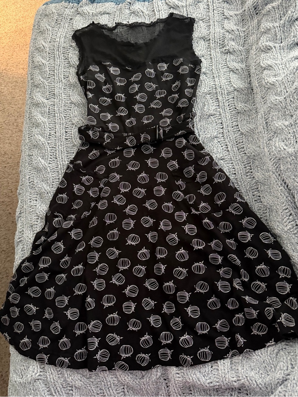 Effie's Heart Black Midi Dress with White Circular Print